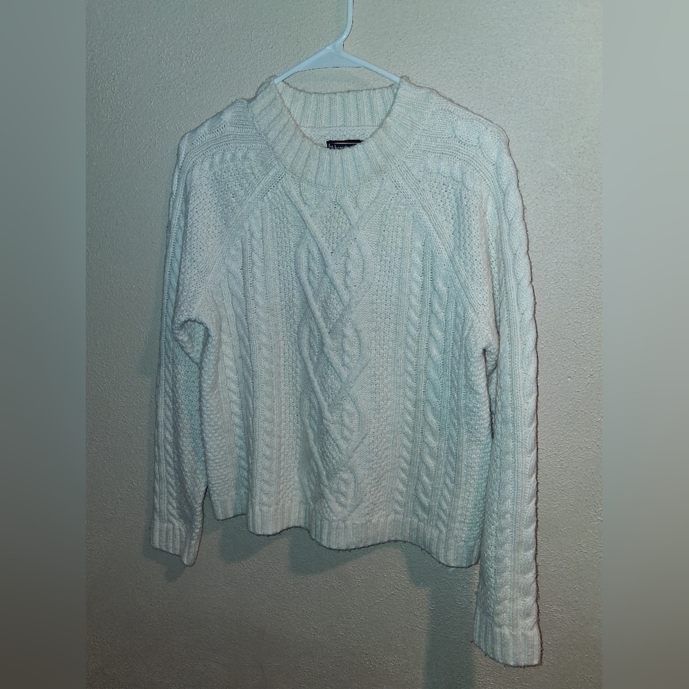 Abercrombie And Fitch Cream Cable Knit Cotton Blend Fisherman Core M